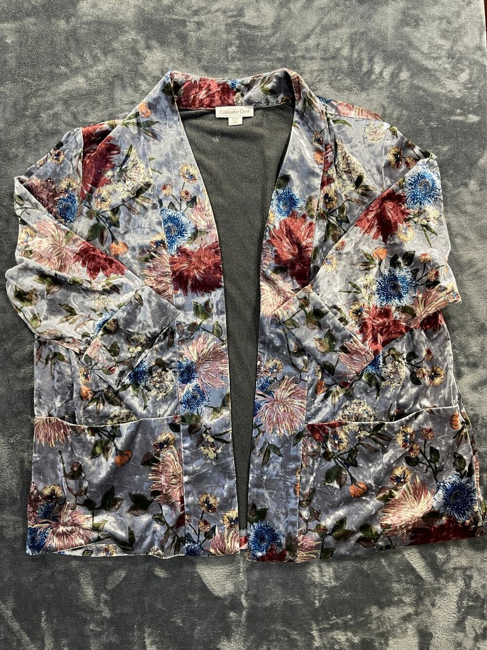 Coldwater Creek Crushed Velvet Floral Kimono Jacket Blazer Plus Petite XL